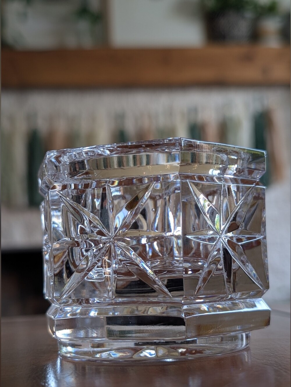 Hexagonal Glass Tea Light Candle Holder